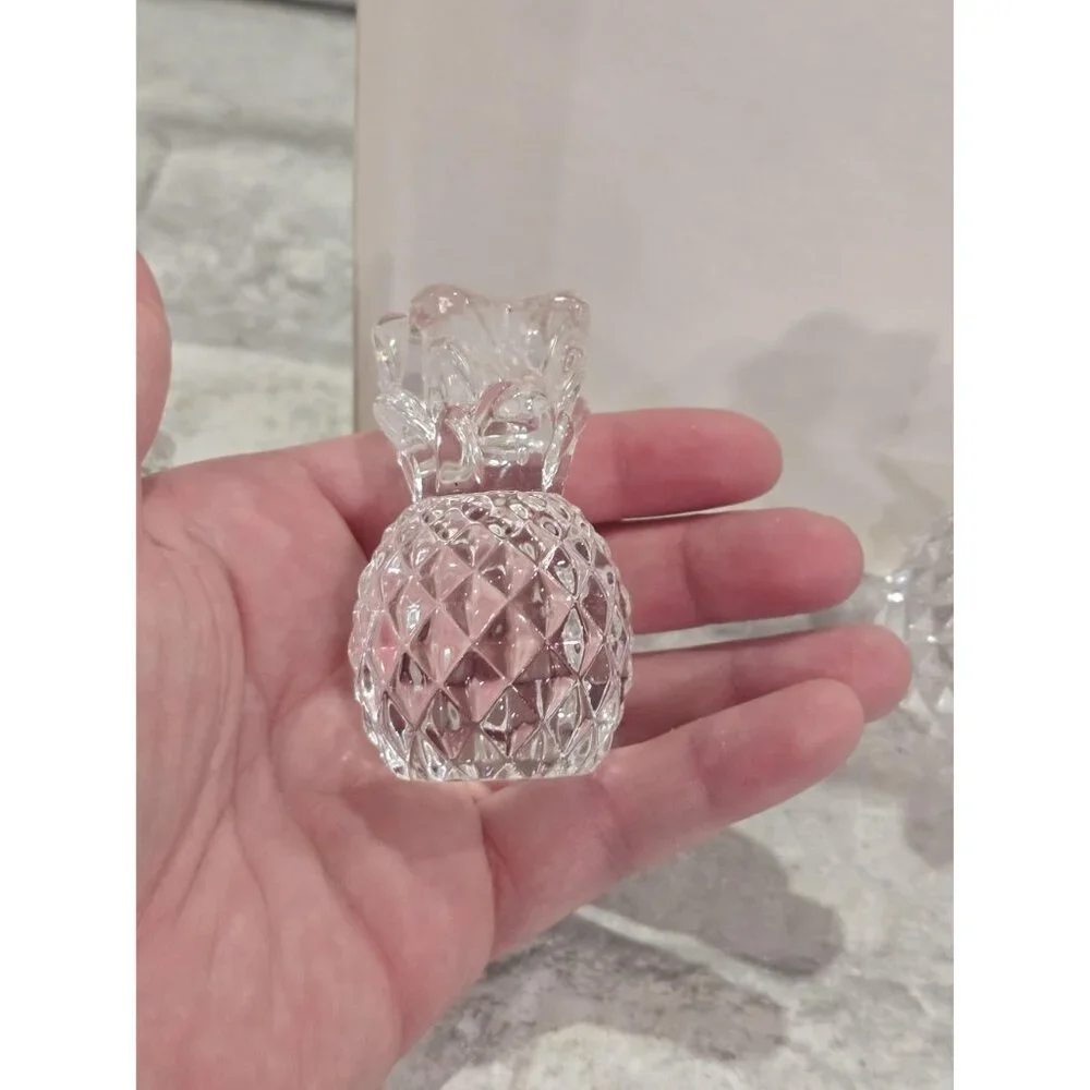 Set‎ of 4Vintage Williams & Sonoma Crystal Pineapple Candlestick Holders Crystal